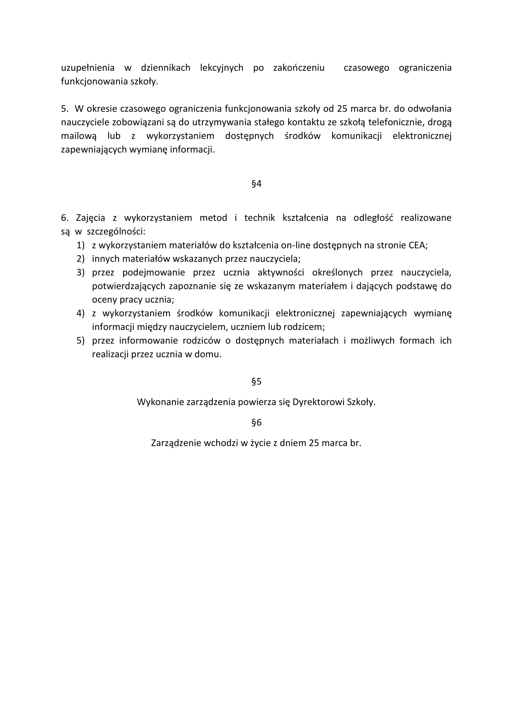 Zarządzenie Dyrektora Szkoły 2